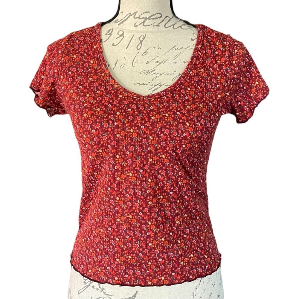 Olivia Rae EUC Red Floral Shirt Size Small